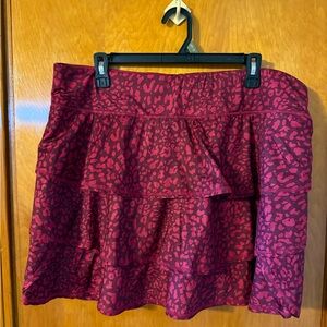 Ideology Burgundy Leopard-Print Tiered Skort Size 1X